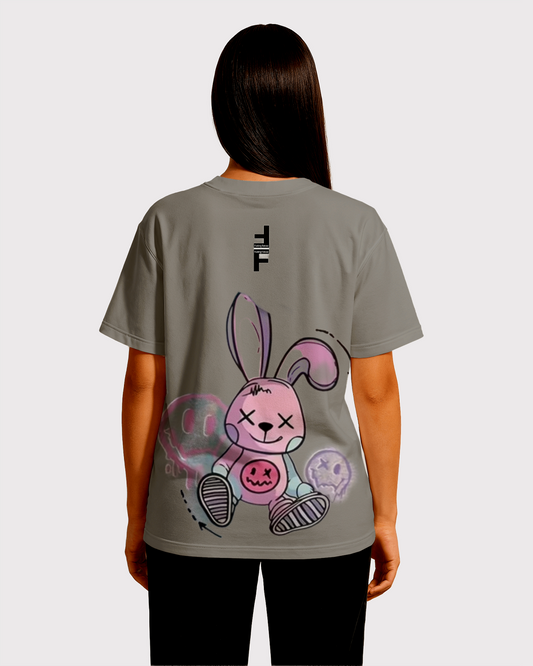 Pink Anarchy Bunny Tee F|F Grey